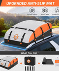 Rooftop Cargo Carrier Bag 21 Cubic 1000D PVC Waterproof Soft Shell on car with anti-slip mat and accessories