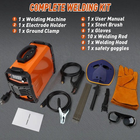 Dual Voltage Arc Welder For 110V Or 220V, 250 Amp Portable IGBT Inverter with full welding kit including accessories