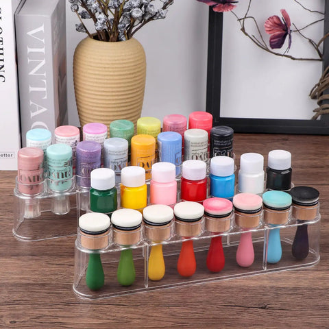 Slick Ace Clear Storage Rack And Organizer For Craft Paint Bottles And Blending Tools Holding Fifteen Upside Down Jars With A Rugged Polycarbonate Shell Sweet For Compact Desks Daily