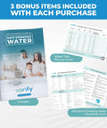Bonus items for 17In1 Complete Drinking Water Test Kit, including e-book, water test chart, and standards reference sheet.