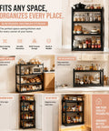 3 Tier Kitchen Storage Shelf 32 Inch High Adjustable Metal Microwave Stand Beefy Steel Rack for versatile kitchen use