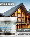 Rock Solid Waterproof Sealant 70 Oz Crystal Clear Leak Stopping Coating Kit shown on home exterior with roof and walls.