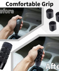 Aluminum Car Shifter Knob With 3 Threaded Adapters M8 M10 M12 1.25 Pitch 3.74 Inch Black Gear Shift Knob in hand before and after installation