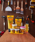 No Sweat Wood Finish Stain Marker Pen For Quick Touch Ups And Scratch Repairs On Furniture And Cabinets In Dark Ebony Shade Ideal For Diy Craft Projects And Snazzy Home Makeovers Done Right Now, displayed with wood filler products.