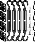 Durable 304 Stainless Steel Sun Shade Sail Hardware Kit With 6 Inch Fittings for Rectangle and Triangle Shade Sail Installations 44 Piece