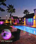 LED Deck Lights Kit Multicolor 20 Pack 1.22 Inch RGBW IC Smart Recessed Low Voltage 12V Step Lights IP67 Waterproof poolside view