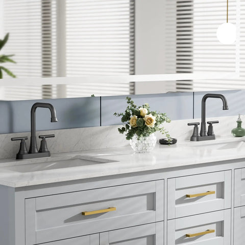No Sweat Matte Black Centerset Bathroom Sink Faucet With Wide Integrated Deck Plate For Two Or Three Hole Vanities Smooth Quarter Turn Handles And Built To Last For Every Home Upgrade