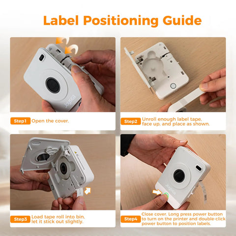 Label positioning guide for Straight Up Sleek Pocket Friendly Bluetooth Label Maker With Built In Battery And Sweet Template Pack.