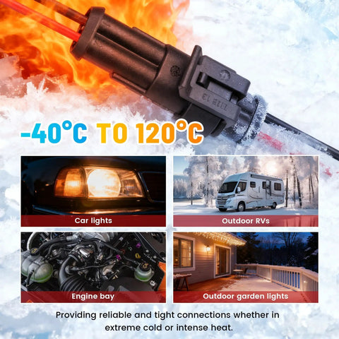 Image of 2 Pin Waterproof 16 AWG Automotive Wire Heavy Duty Connector Kit With Snap Lock Seal for versatile vehicle applications.