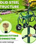 Beefy Heavy Duty Hose Reel Cart Holds Up To Three Hundred Feet Of Five Eighth Inch Hose With Four Wheels And Built In Storage Basket