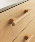 Oak Solid Wood Drawer Pulls, 7.56 Inch, Handmade Round Cabinet Knobs And Handles on light wood dresser