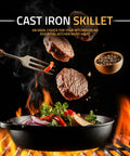 12 Inch Cast Iron Skillet Preseasoned PFAS Free Chef Pan For Stovetop Oven Campfire And Grill Even Heat Distribution cooking