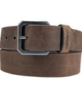 Men's Real Full Grain Saddle Leather Belt Dark Brown Size 40 Heavy Duty Waist Strap detailed view with metal buckle