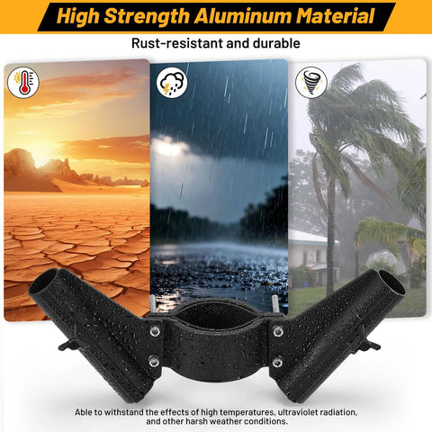Heavy Duty RV Flag Pole Mount For Travel Trailer Tongue Jack Clamps On Without Drilling Dual Pole Holder weather resistance