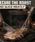 11-inch stainless steel meat carving fork with ergonomic two-prong design and solid metal handle