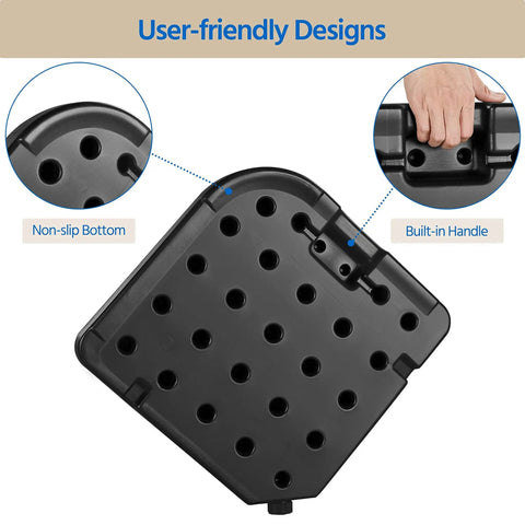 Heavy Duty 4 Piece 200Lb Beefy Cantilever Offset Umbrella Base showing non-slip bottom and built-in handle in black