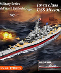 Epic World War II Battleship Building Blocks Kit 2228 Pieces, 1 To 325 Scale Warship Model in ocean battle scene