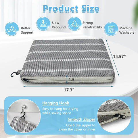 Shower Seat Cushion For Inside Shower And Bath Chair Pad Padded Transfer Bench Pillow product dimensions and features.