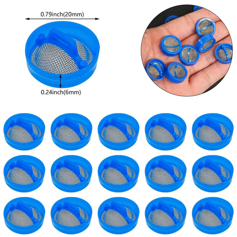 Must-Have Pro-Grade Stainless Steel Washer Inlet Valve Filter Screen Kit, 20 Pcs Mesh Replacement Filters, blue casing