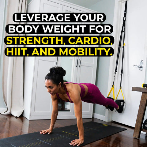 Person using All-In-One Suspension Training System For Home Workouts And Full-Body HIIT, Indoor And Outdoor Anchors Included, Portable Gym Kit