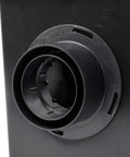 Side view of Square Catch Basin Drain Kit With Two Opening Basin Black Plastic Grate Two Outlet Adapters And One Outlet Plug 12 Inch