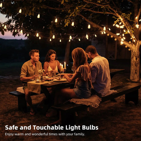 LED Outdoor String Lights 100ft Waterproof Patio Lighting With 53 Shatterproof ST38 Edison Bulbs, 2700K Warm White, Dimmable Hanging Lights For Backyard, Porch, Gazebo, Party Vibes