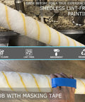 Killer 18 Inch Shedless Paint Roller Cover Haul 48 Pack Lint Free With End Caps showing rinsing process for effective lint-free painting.