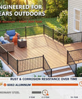 Heavy Duty Modular Deck Railing System 36 Inches High By 6 Feet Long Solid 6063 Aluminum Rails on a modern patio.
