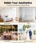 Hella Sturdy Queen Size Canopy Bed Frame Posts With Four Corner Stainless Steel Brackets for stylish bed transformation.