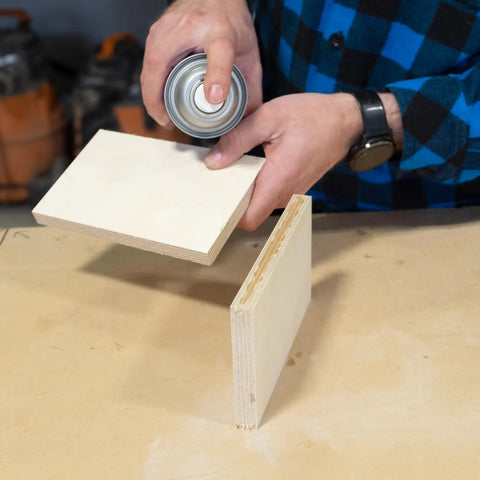 Man using SoloKit Instant Adhesive And Activator Set For Woodworking Bonds In Ten Seconds Cures To Four Thousand PSI In Thirty Seconds With Activator Includes Twelve Ounce Activator And Two Ounce Thick Adhesive Ideal Starter Kit For Quick Tough Wood Bonds.