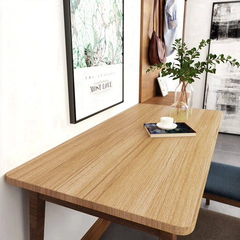 Tabletop covered with Natural Brown Wood Contact Paper Peel And Stick For Cabinets, Countertops, And Furniture, Waterproof Woodgrain Wallpaper Self Adhesive