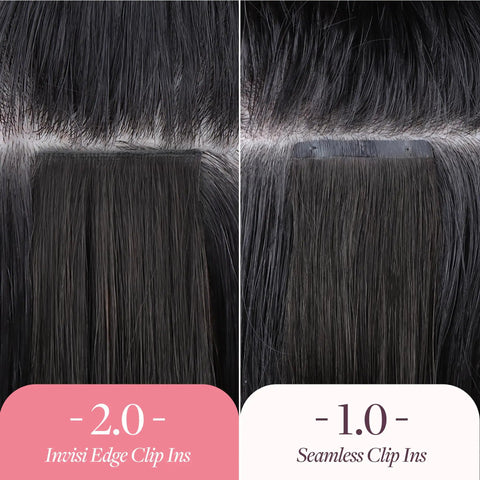Go To 7 Piece Invisi Edge Clip In Hair Extensions Set With Real Human Hair And Seamless PU Design For A Flawless Bold Glow Up That Adds Major Head Turning Volume Daily Effortlessly