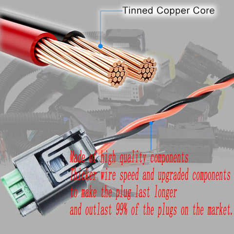 Close-up of tinned copper core wires in a Straight Up Engine Coolant Temperature Sensor Harness Connector Plug for Chevy Cruze.