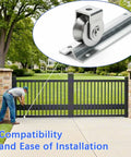 Man installing 24 Ft Galvanized V Track for 1 In V Groove Gate Rollers Beefy Heavy Duty Driveway Gate Track on sliding gate.
