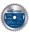 Ferrous Metal Cutting Circular Saw Blade, 7-1/4 Inch, 40-Tooth, For Mild Steel, Blue Finish, blade labeled with specifications.