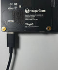 Close-up of Portable Pwnagotchi Power Management For Raspberry Pi 3B 3B Plus And 4B with USB connection, black circuit board