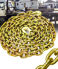 G80 Half Inch Twenty Foot Transport Chain With Clevis Grab Hooks Tow Chain Heavy Duty 12000 Lbs Safe Working Load on truck