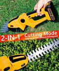 Easy To Use Cordless Hedge Trimmer With Battery And Charger 21V 2 In 1 Grass And Shrub Cutter in use on grass and shrub