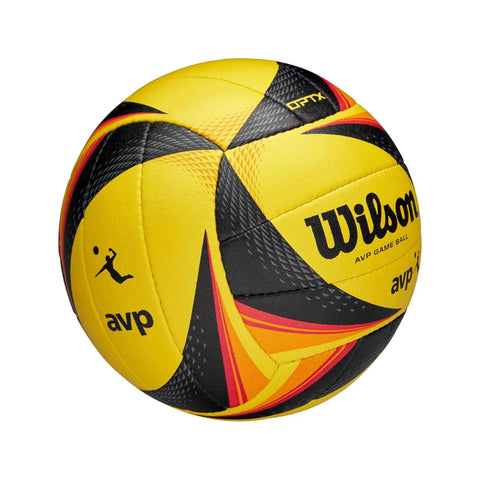 AVP OPTX Game Volleyball Official Size Yellow Black For Beach Play Durable Official Volleyball Construction With Enhanced Grip