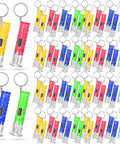 Bulk Pack Of 100 Mini LED Flashlight Keychains In Assorted Colors For Key Rings Pocket Size Lights For Hiking Camping Travel Party Favors And Gifts Tiny Yet Bright Everyday Carry Essentials displayed in a colorful arrangement.