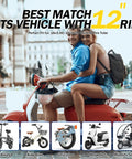 Two Pack 16x3.0 Inner Tubes With 90 Degree Angled Valve shown with compatible bikes and scooters against urban backdrop