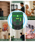 6 In 1 Stud Finder Wall Scanner With Cross Line Laser Detect Wood Studs And Live AC Wires Dual Bubble Levels Built In Ruler For Handy DIY Home Improvement Projects. Use in bookcase, TV, mirror, picture, and wiring installs.