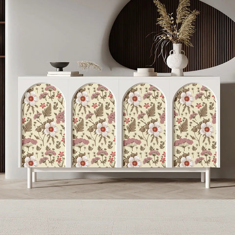 Peel And Stick Multicolor Peony Daisy Wallpaper Removable Self Adhesive Wall Mural in living room cabinet accent