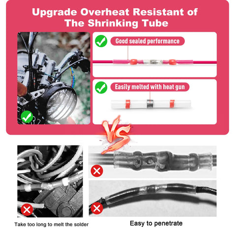 Kuject 100-pack red solder-seal heat-shrink wire connectors (AWG 22-18) for automotive/marine use
