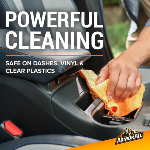 Get Your Ride Looking Sharp With This Multi Purpose Car Cleaner Spray In 16 Fl Oz Tossing New Car Scent Everywhere To Cut Through Dirt On Dashboards And Upholstery While Killing Stinks Dead, cleaning dashboard with cloth.