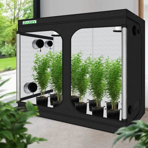 Heavy Duty 8x4 Grow Tent For Indoor Gardens, 96x48x78 Inch Hydroponic Indoor Grow Tent With Window, plants inside with 600D Mylar