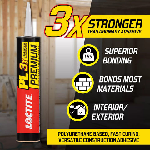 Premium Polyurethane Construction Adhesive 10 Fl Oz Cartridge 1 Pack 3X Stronger Bond For Wood Concrete Stone Metal And More