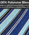 Close-up of blue striped fabric of Quilted Double Outdoor Hammock With Spreader Bars 74x55 Inch Bed 450 Lb Capacity Quick Dry UV Resistant