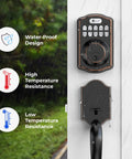 Keyless Door Lock With Handle In Oil Rubbed Bronze 6 Codes For Quick Access shown in rain highlighting durability