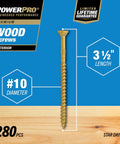 Premium Exterior Wood Screws For Outdoor Decks, Size 10 X 3-1/2 Inch, Bronze, 280 Piece Pack, Self-Starting Tip, T25 Star Bit